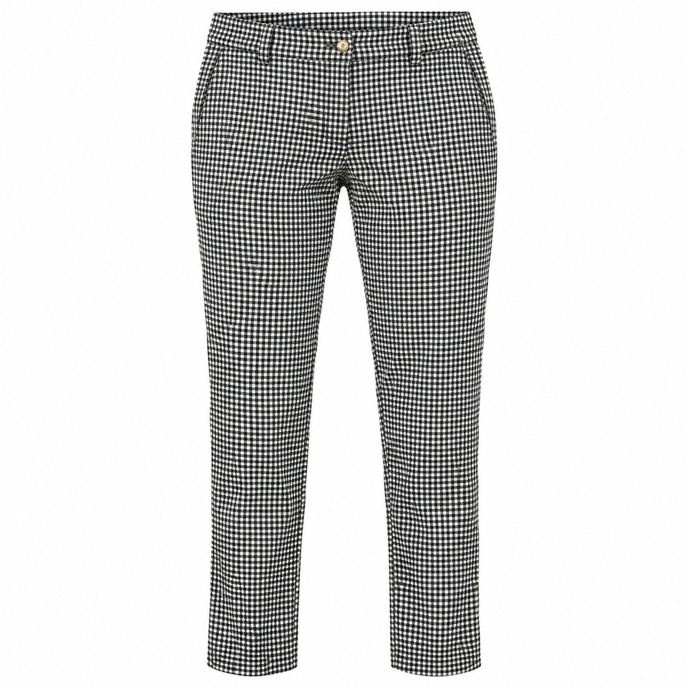 Michael Michael Kors Gingham Ankle Pants Black White Check Stretch Trousers 4